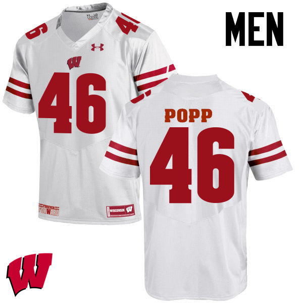 Men Wisconsin Badgers #46 Jack Popp College Football Jerseys-White - Click Image to Close